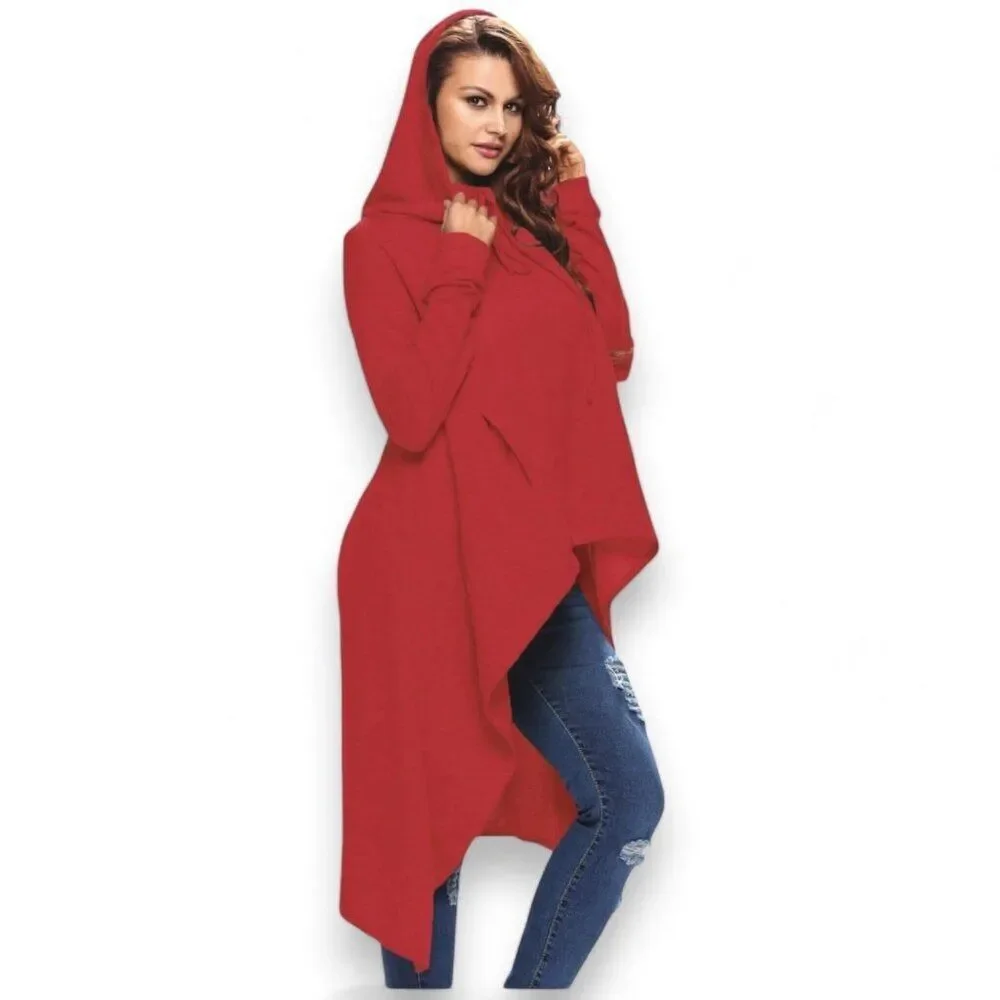 Burgundy Red Asymmetrical Hooded Goth Attire NEW
